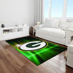 nfl green bay packers football team logo rectangle area rug light room gbp01