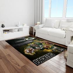 nfl green bay packers football team logo rectangle area rug light room gbp05