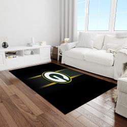 nfl green bay packers football team logo rectangle area rug light room gbp06