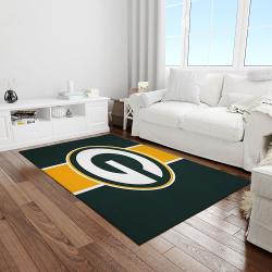 nfl green bay packers football team logo rectangle area rug light room gbp07