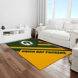 nfl green bay packers football team logo rectangle area rug light room gbp10