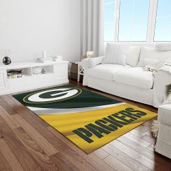 nfl green bay packers football team logo rectangle area rug light room gbp12