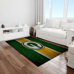 nfl green bay packers football team logo rectangle area rug light room gbp13