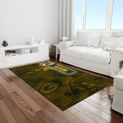 nfl green bay packers football team logo rectangle area rug light room gbp17