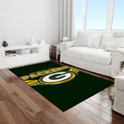 nfl green bay packers football team logo rectangle area rug light room gbp18