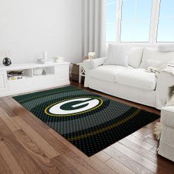 nfl green bay packers football team logo rectangle area rug light room gbp22