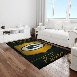 nfl green bay packers football team logo rectangle area rug light room gbp24
