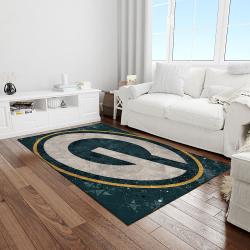 nfl green bay packers football team logo rectangle area rug light room gbp25