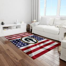 nfl green bay packers football team logo rectangle area rug light room gbp26