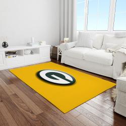 nfl green bay packers football team logo rectangle area rug light room gbp28