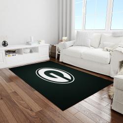 nfl green bay packers football team logo rectangle area rug light room gbp29