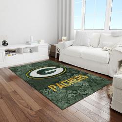 nfl green bay packers football team logo rectangle area rug light room gbp30