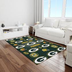 nfl green bay packers football team logo rectangle area rug light room gbp31