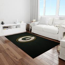 nfl green bay packers football team logo rectangle area rug light room gbp34