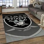 nfl las vegas raiders football team logo rectangle area rug dark room lvr03