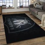 nfl las vegas raiders football team logo rectangle area rug dark room lvr05