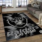 nfl las vegas raiders football team logo rectangle area rug dark room lvr08