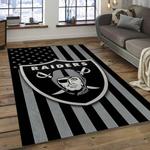 nfl las vegas raiders football team logo rectangle area rug dark room lvr13