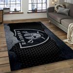 nfl las vegas raiders football team logo rectangle area rug dark room lvr16