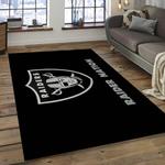 nfl las vegas raiders football team logo rectangle area rug dark room lvr19