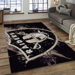 nfl las vegas raiders football team logo rectangle area rug dark room lvr23