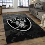 nfl las vegas raiders football team logo rectangle area rug dark room lvr28