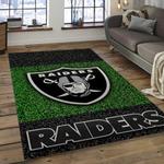 nfl las vegas raiders football team logo rectangle area rug dark room lvr34