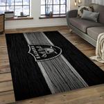 nfl las vegas raiders football team logo rectangle area rug dark room lvr35
