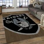 nfl las vegas raiders football team logo rectangle area rug dark room lvr42