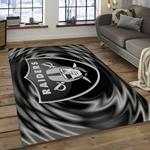 nfl las vegas raiders football team logo rectangle area rug dark room lvr43