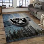 nfl las vegas raiders football team logo rectangle area rug dark room lvr44