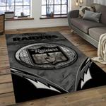 nfl las vegas raiders football team logo rectangle area rug dark room lvr45