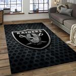 nfl las vegas raiders football team logo rectangle area rug dark room lvr49
