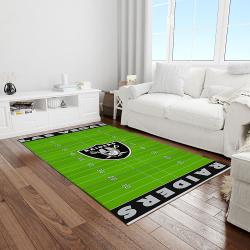nfl las vegas raiders football team logo rectangle area rug light room lvr01