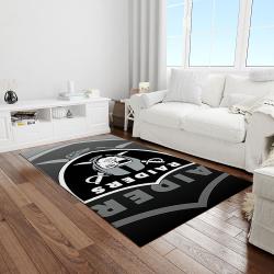 nfl las vegas raiders football team logo rectangle area rug light room lvr03