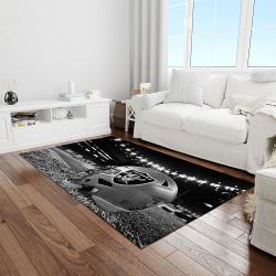nfl las vegas raiders football team logo rectangle area rug light room lvr07