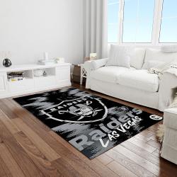 nfl las vegas raiders football team logo rectangle area rug light room lvr08