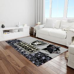 nfl las vegas raiders football team logo rectangle area rug light room lvr10