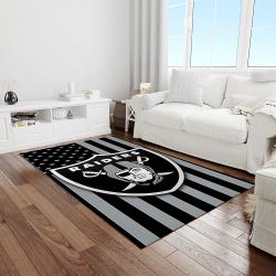 nfl las vegas raiders football team logo rectangle area rug light room lvr13