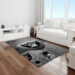 nfl las vegas raiders football team logo rectangle area rug light room lvr15