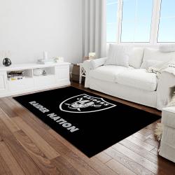 nfl las vegas raiders football team logo rectangle area rug light room lvr19