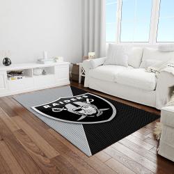 nfl las vegas raiders football team logo rectangle area rug light room lvr22