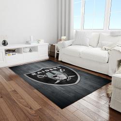 nfl las vegas raiders football team logo rectangle area rug light room lvr25