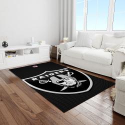 nfl las vegas raiders football team logo rectangle area rug light room lvr27