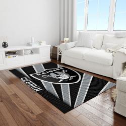 nfl las vegas raiders football team logo rectangle area rug light room lvr29