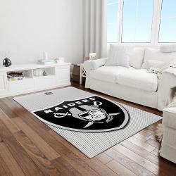 nfl las vegas raiders football team logo rectangle area rug light room lvr32