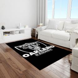 nfl las vegas raiders football team logo rectangle area rug light room lvr33