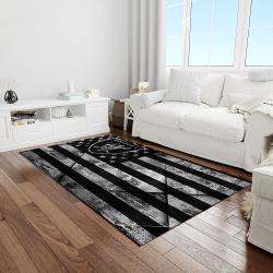 nfl las vegas raiders football team logo rectangle area rug light room lvr38