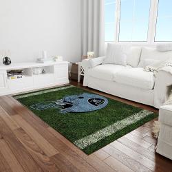 nfl las vegas raiders football team logo rectangle area rug light room lvr40