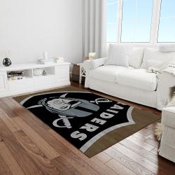 nfl las vegas raiders football team logo rectangle area rug light room lvr42